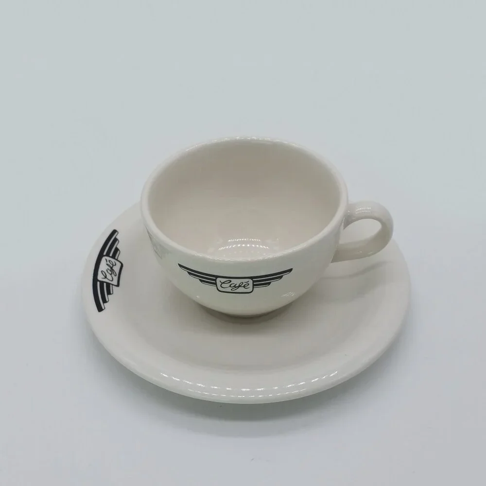 Set of 2 John Tams Cafe Espresso Coffee Cups and Saucers